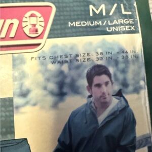 Men’s Coleman RainSuit M/L Army Green Durable W Carry Bag